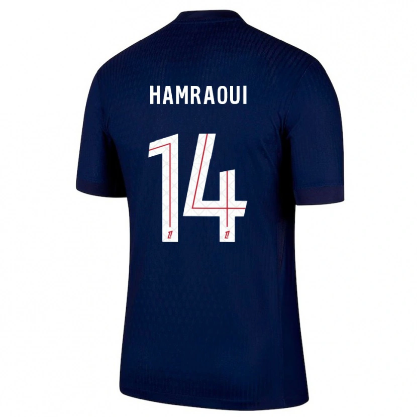 Danxen Heren Kheira Hamraoui #14 Marineblauw Rood Thuisshirt Thuistenue 2025/26 T-Shirt