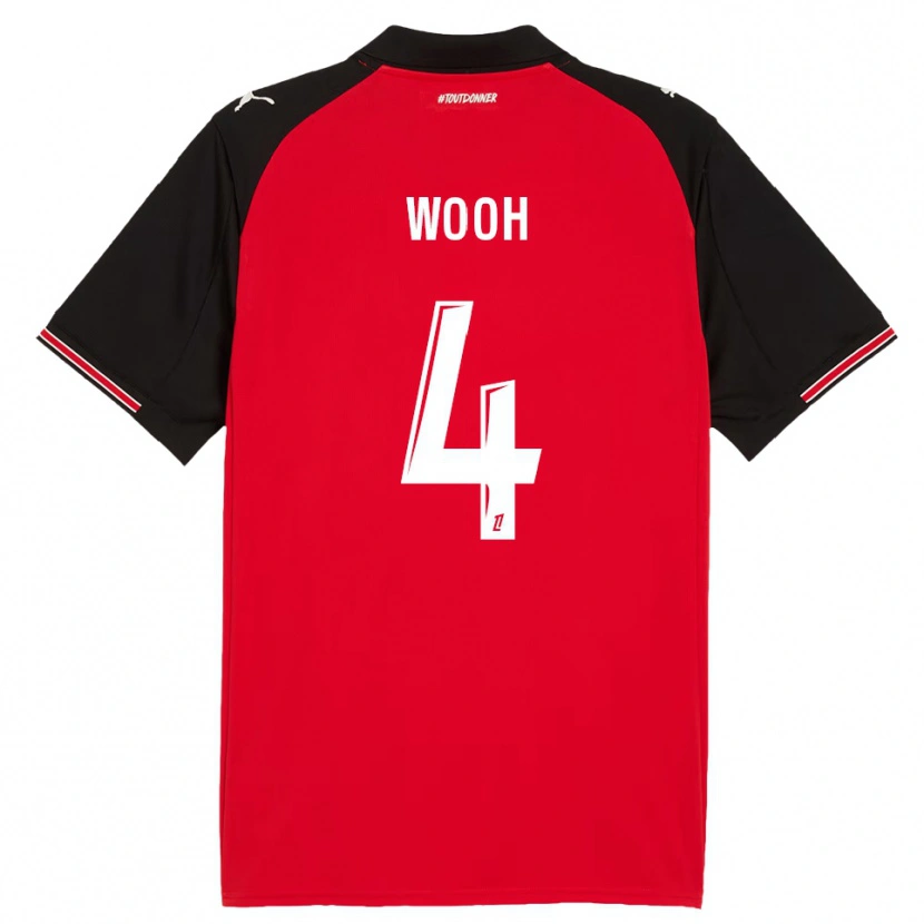 Danxen Heren Christopher Wooh #4 Rood Zwart Thuisshirt Thuistenue 2025/26 T-Shirt