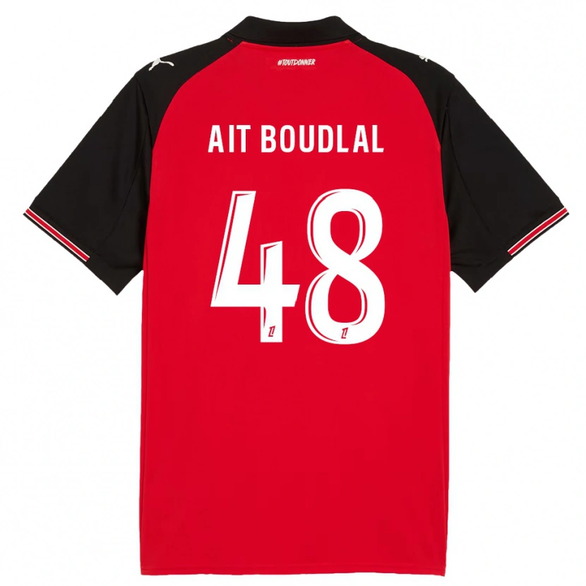 Danxen Heren Abdelhamid Ait Boudlal #48 Rood Zwart Thuisshirt Thuistenue 2025/26 T-Shirt