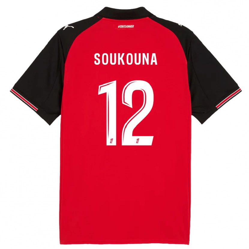 Danxen Heren Isiaka Soukouna #12 Rood Zwart Thuisshirt Thuistenue 2025/26 T-Shirt