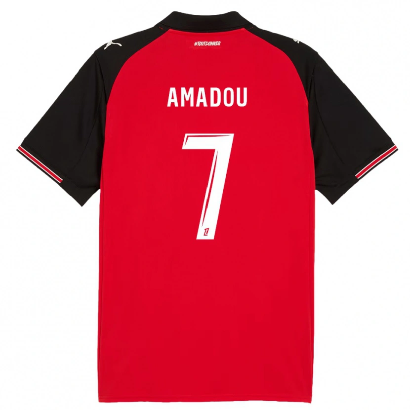 Danxen Heren Amadou Diallo #7 Rood Zwart Thuisshirt Thuistenue 2025/26 T-Shirt
