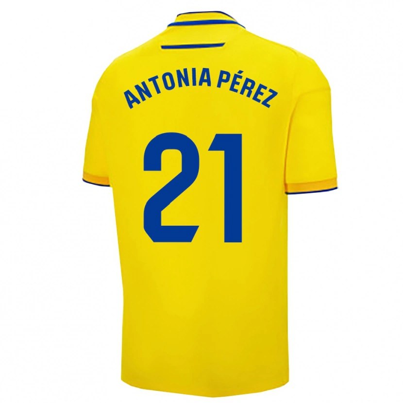Danxen Heren Antonia Pérez Lopez #21 Geel Marineblauw Thuisshirt Thuistenue 2025/26 T-Shirt