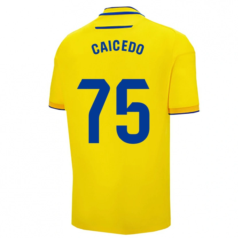 Danxen Heren Alfred Caicedo #75 Geel Marineblauw Thuisshirt Thuistenue 2025/26 T-Shirt