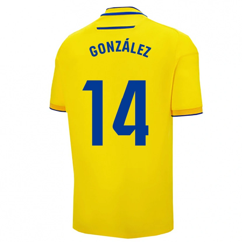 Danxen Heren Joaquín González #14 Geel Marineblauw Thuisshirt Thuistenue 2025/26 T-Shirt