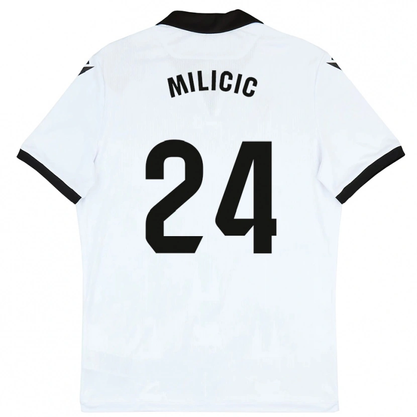 Danxen Heren Nikola Milicic #24 Wit Zwart Thuisshirt Thuistenue 2025/26 T-Shirt