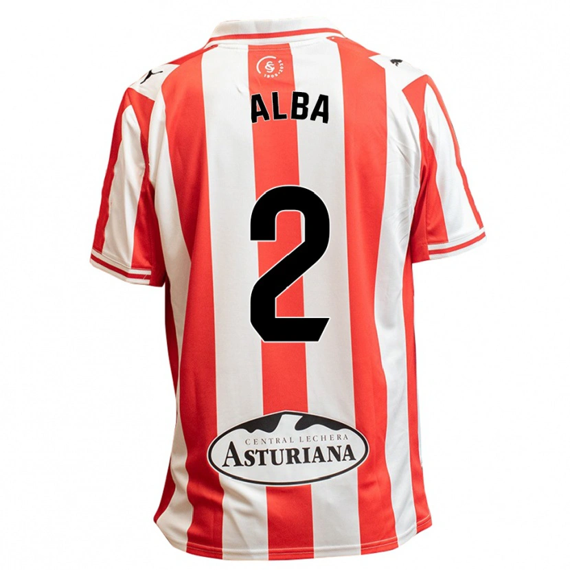 Danxen Heren Alba Fernandez García #2 Wit Rood Thuisshirt Thuistenue 2025/26 T-Shirt