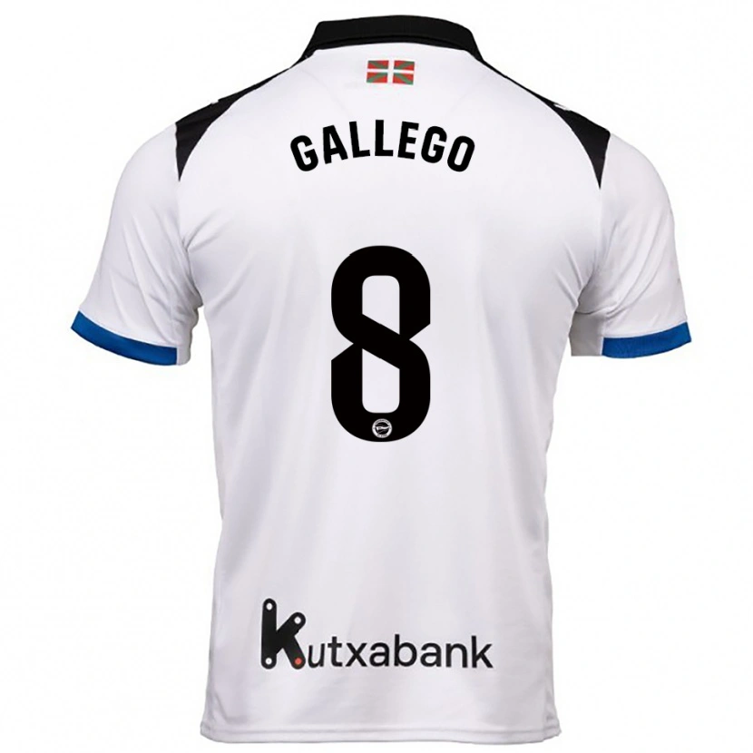 Danxen Heren Óscar Gallego #8 Wit Blauw Uitshirt Uittenue 2025/26 T-Shirt