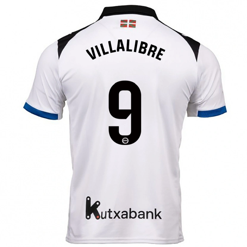 Danxen Heren Asier Villalibre #9 Wit Blauw Uitshirt Uittenue 2025/26 T-Shirt