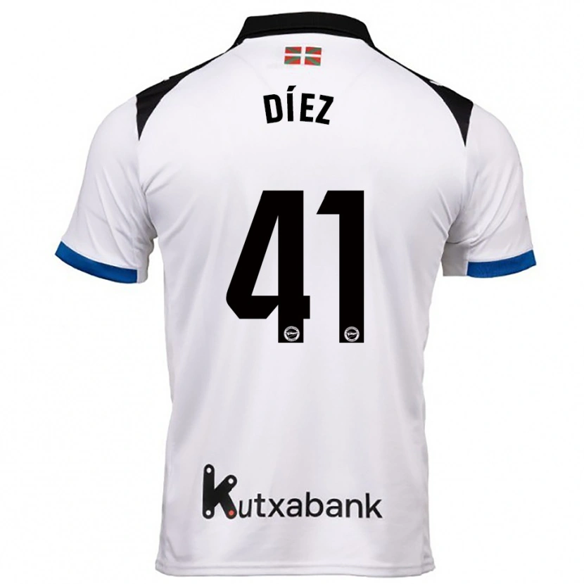 Danxen Heren Victor Díez #41 Wit Blauw Uitshirt Uittenue 2025/26 T-Shirt