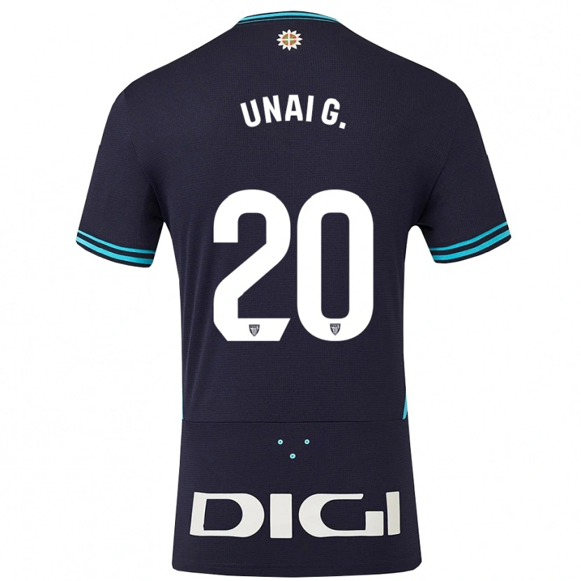 Danxen Heren Unai Gómez #20 Marineblauw Hemelsblauw Uitshirt Uittenue 2025/26 T-Shirt