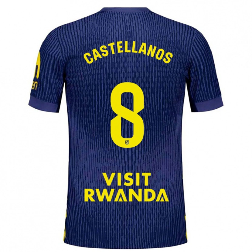 Danxen Heren Jorge Castellanos #8 Marineblauw Geel Uitshirt Uittenue 2025/26 T-Shirt