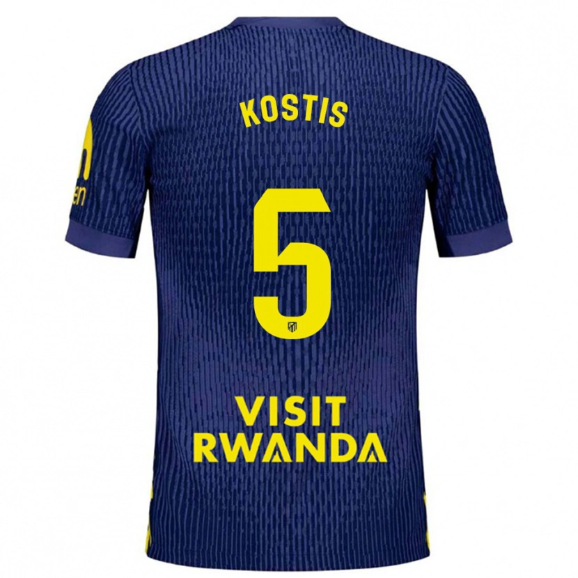 Danxen Heren Ilias Kostis #5 Marineblauw Geel Uitshirt Uittenue 2025/26 T-Shirt