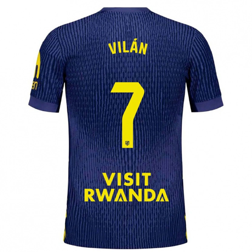 Danxen Heren David Vilán #7 Marineblauw Geel Uitshirt Uittenue 2025/26 T-Shirt