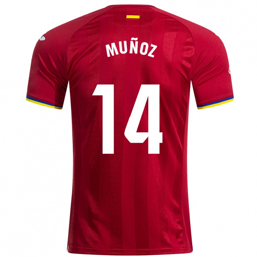 Danxen Heren Javi Muñoz #14 Rood Geel Blauw Uitshirt Uittenue 2025/26 T-Shirt
