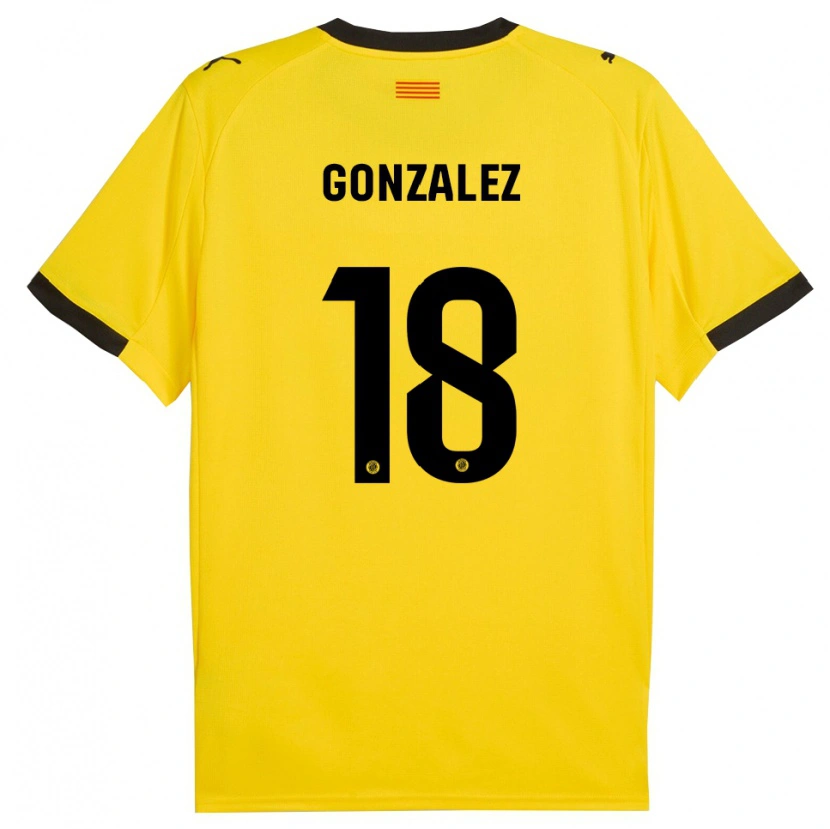 Danxen Heren Gerard Gonzalez #18 Geel Zwart Uitshirt Uittenue 2025/26 T-Shirt