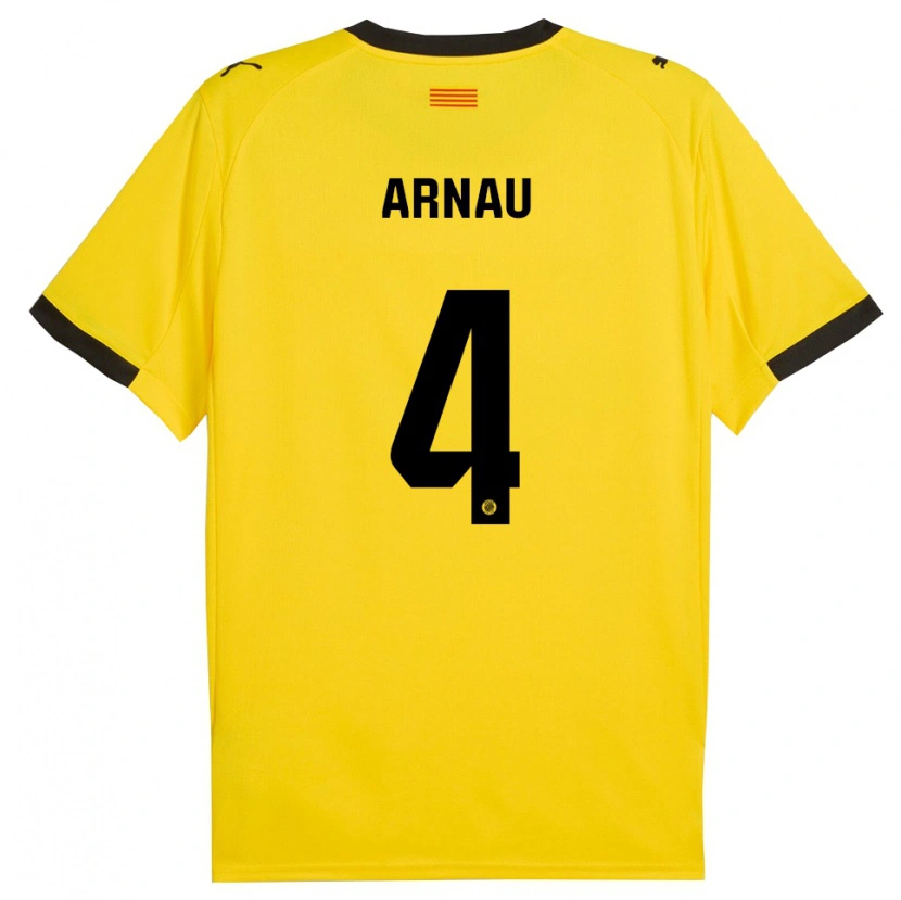 Danxen Heren Arnau Martínez #4 Geel Zwart Uitshirt Uittenue 2025/26 T-Shirt