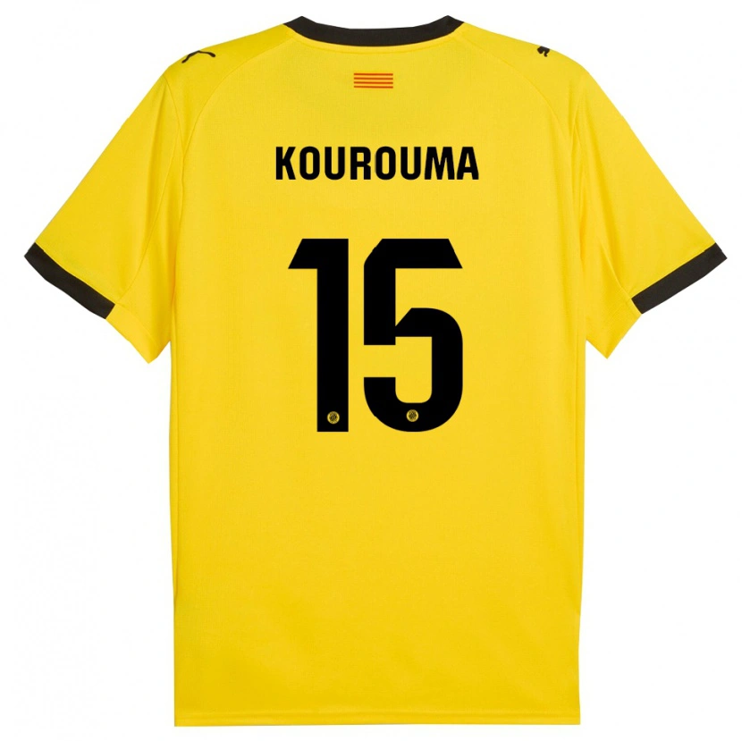 Danxen Heren Lass Kourouma #15 Geel Zwart Uitshirt Uittenue 2025/26 T-Shirt