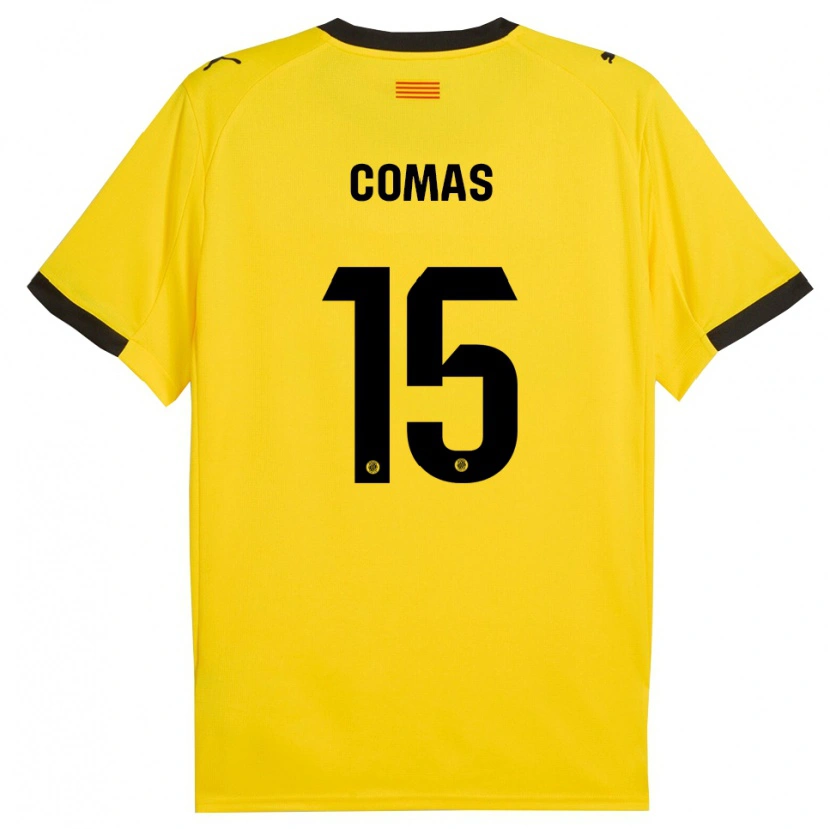 Danxen Heren Oriol Comas #15 Geel Zwart Uitshirt Uittenue 2025/26 T-Shirt