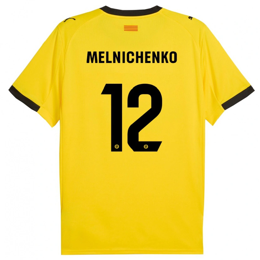 Danxen Heren Dmytro Melnichenko #12 Geel Zwart Uitshirt Uittenue 2025/26 T-Shirt