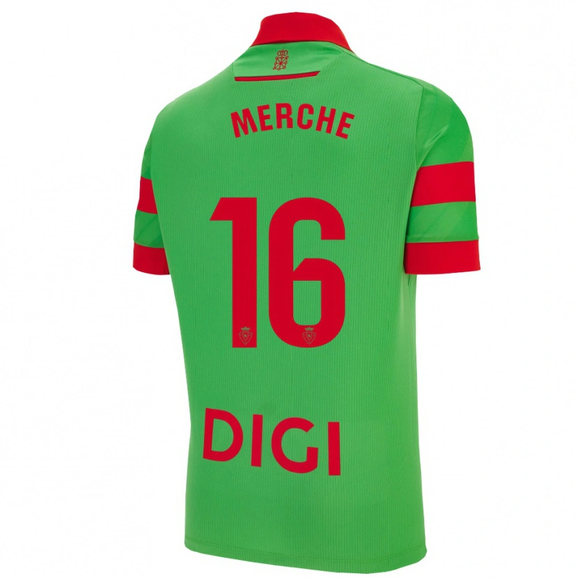 Danxen Heren Merche Izal García #16 Groen Rood Uitshirt Uittenue 2025/26 T-Shirt