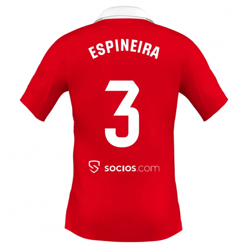 Danxen Heren Alberto Espiñeira #3 Rood Wit Grijs Uitshirt Uittenue 2025/26 T-Shirt
