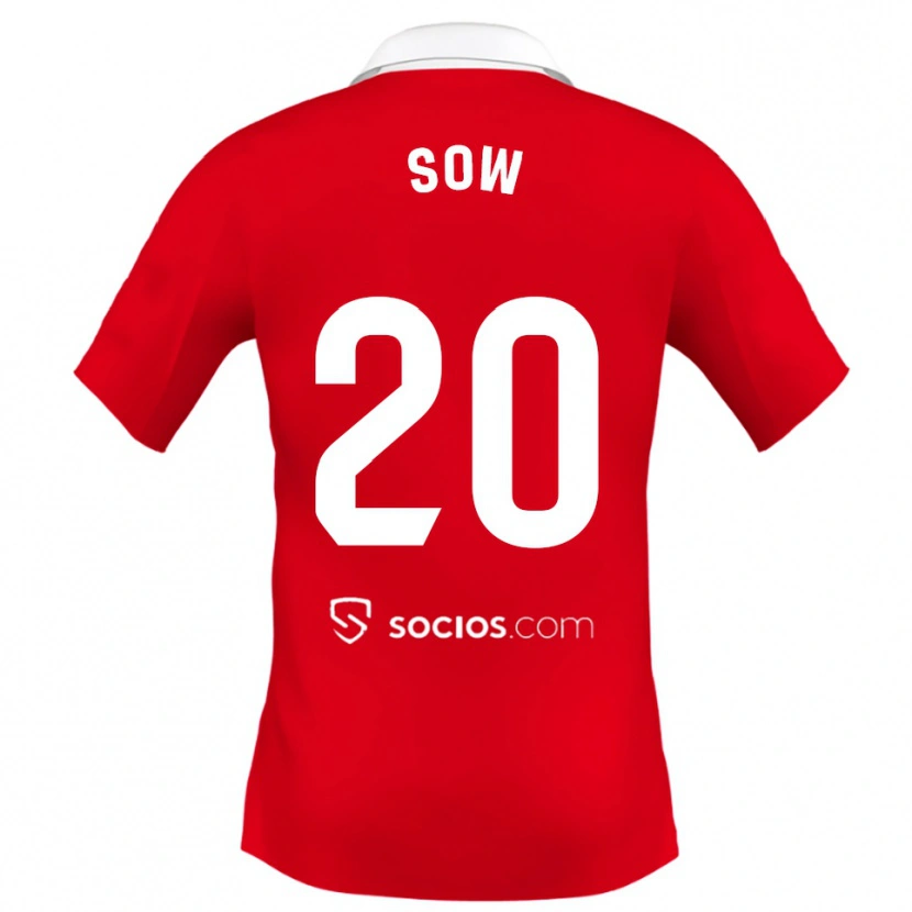 Danxen Heren Djibril Sow #20 Rood Wit Grijs Uitshirt Uittenue 2025/26 T-Shirt
