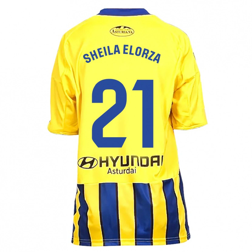 Danxen Heren Sheila Elorza #21 Geel Blauw Uitshirt Uittenue 2025/26 T-Shirt