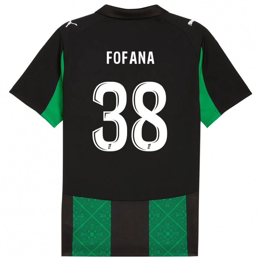 Danxen Heren Rayan Fofana #38 Zwart Groen Uitshirt Uittenue 2025/26 T-Shirt