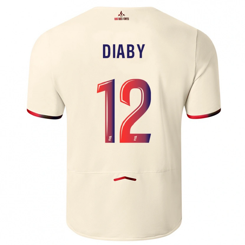 Danxen Heren Bafodé Diaby #12 Gebroken Wit Rood Uitshirt Uittenue 2025/26 T-Shirt