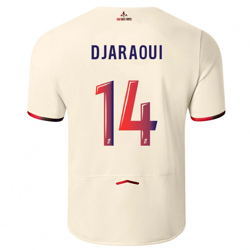 Danxen Heren Mehdi Djaraoui #14 Gebroken Wit Rood Uitshirt Uittenue 2025/26 T-Shirt