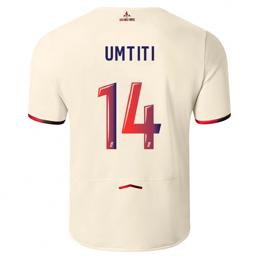 Danxen Heren Samuel Umtiti #14 Gebroken Wit Rood Uitshirt Uittenue 2025/26 T-Shirt