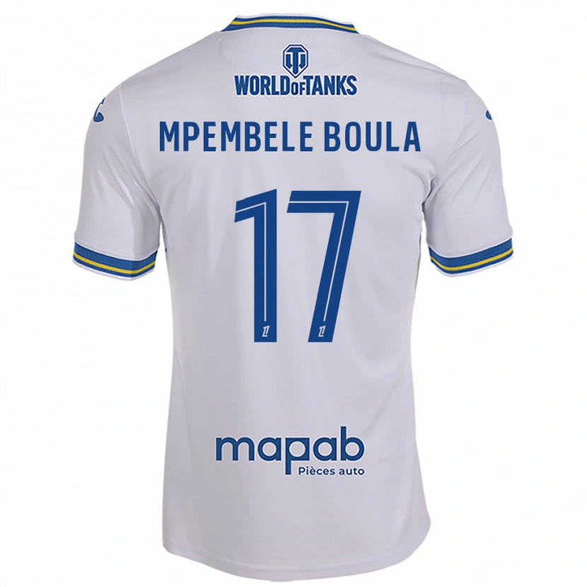 Danxen Heren Exaucé Mpembele Boula #17 Wit Hemelsblauw Uitshirt Uittenue 2025/26 T-Shirt