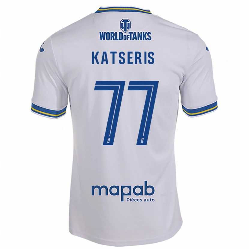 Danxen Heren Panos Katseris #77 Wit Hemelsblauw Uitshirt Uittenue 2025/26 T-Shirt