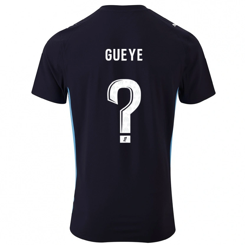 Danxen Heren Daouda Gueye #0 Zwart Hemelsblauw Uitshirt Uittenue 2025/26 T-Shirt