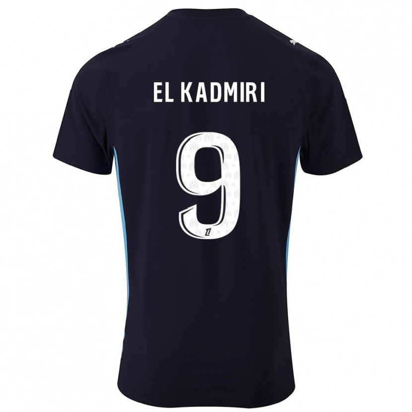 Danxen Heren Ugo Lamare El Kadmiri #9 Zwart Hemelsblauw Uitshirt Uittenue 2025/26 T-Shirt
