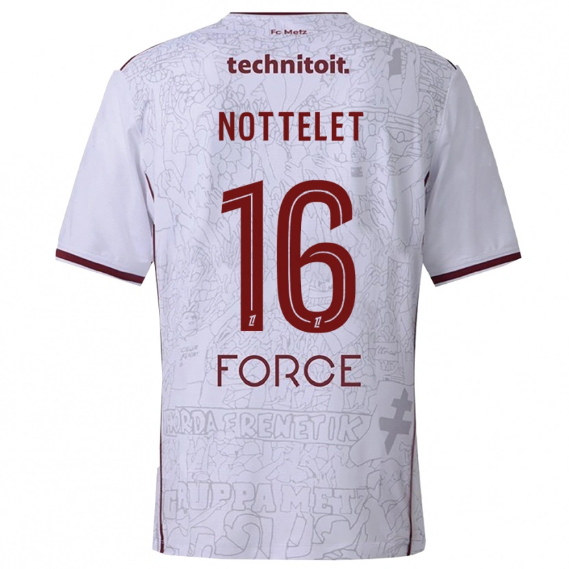 Danxen Heren Gillian Nottelet #16 Wit Bordeaux Uitshirt Uittenue 2025/26 T-Shirt