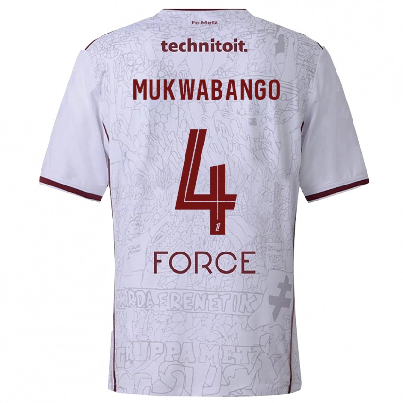 Danxen Heren Bénit Mukwabango #4 Wit Bordeaux Uitshirt Uittenue 2025/26 T-Shirt