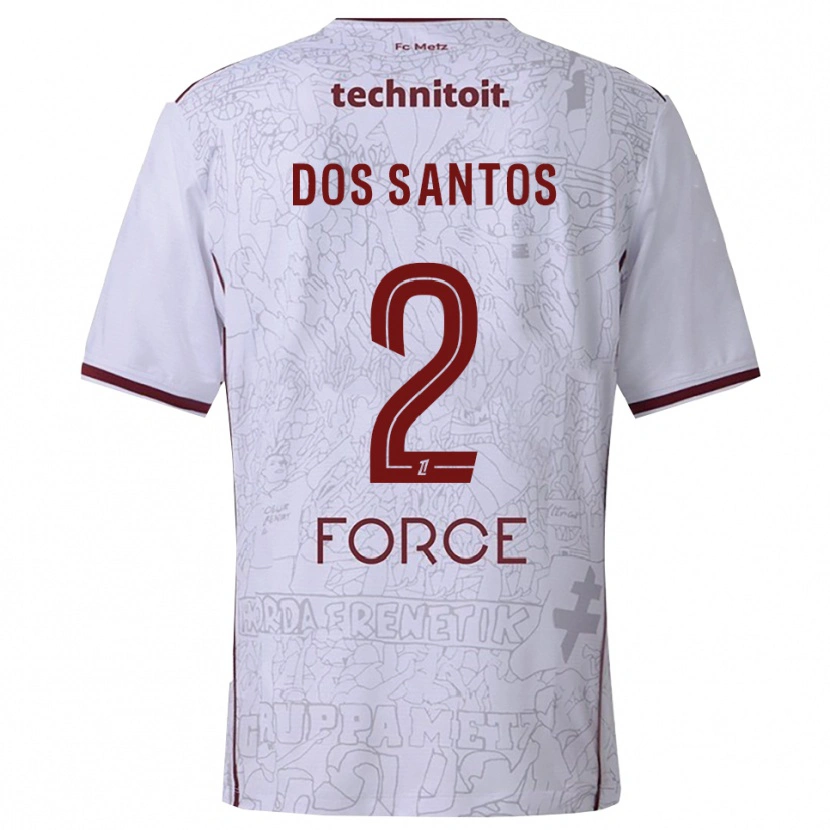 Danxen Heren Tahirys Dos Santos #2 Wit Bordeaux Uitshirt Uittenue 2025/26 T-Shirt