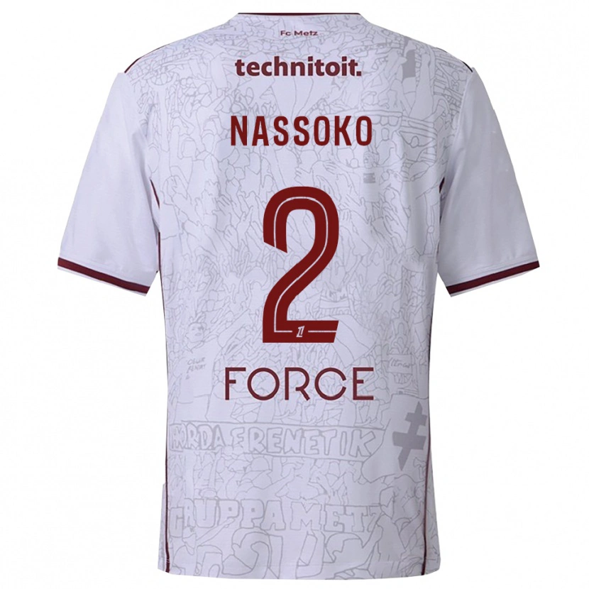 Danxen Heren Abdoulaye Nassoko #2 Wit Bordeaux Uitshirt Uittenue 2025/26 T-Shirt