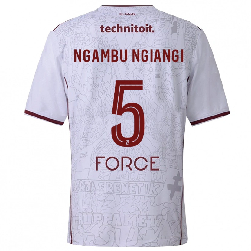 Danxen Heren Esther Ngambu Ngiangi #5 Wit Bordeaux Uitshirt Uittenue 2025/26 T-Shirt