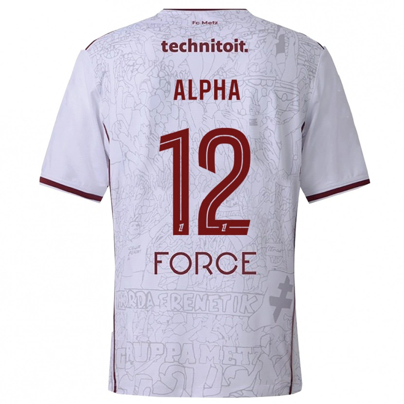 Danxen Heren Alpha Touré #12 Wit Bordeaux Uitshirt Uittenue 2025/26 T-Shirt