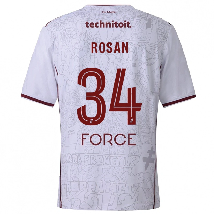 Danxen Heren Kaylia Rosan #34 Wit Bordeaux Uitshirt Uittenue 2025/26 T-Shirt