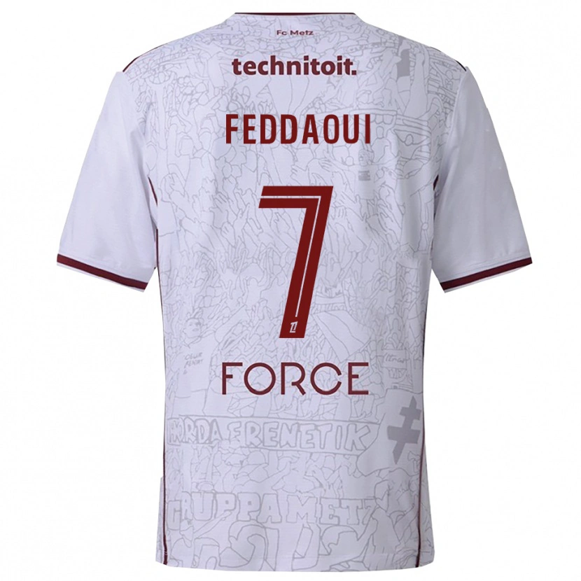 Danxen Heren Leina Feddaoui #7 Wit Bordeaux Uitshirt Uittenue 2025/26 T-Shirt