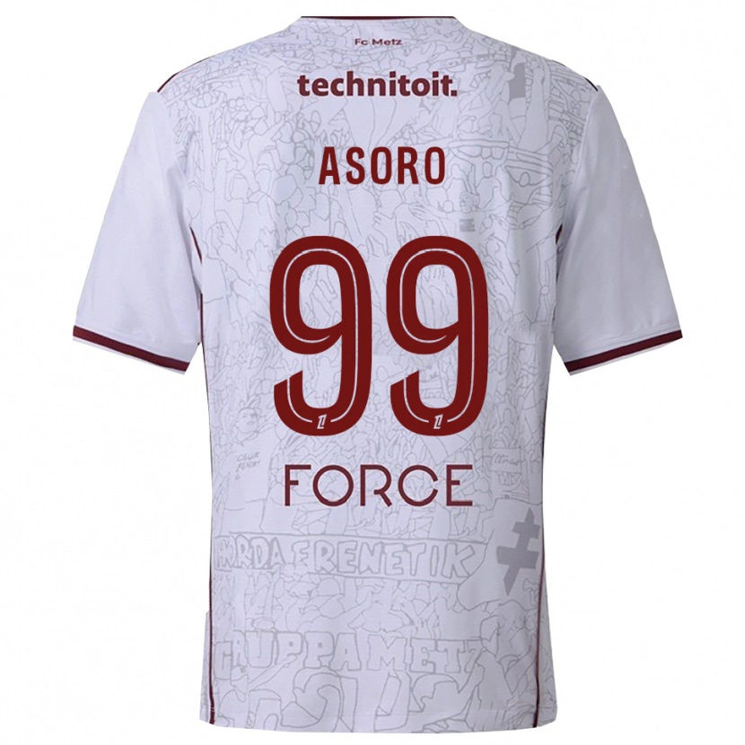 Danxen Heren Joel Asoro #99 Wit Bordeaux Uitshirt Uittenue 2025/26 T-Shirt