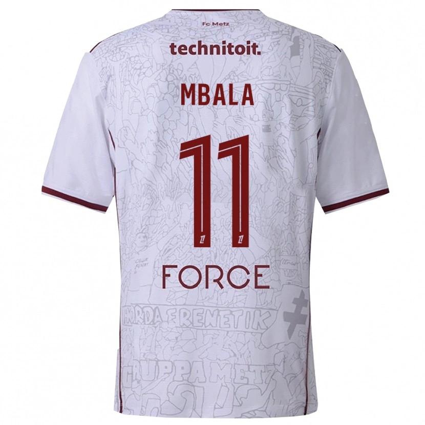Danxen Heren Nathan Mbala #11 Wit Bordeaux Uitshirt Uittenue 2025/26 T-Shirt