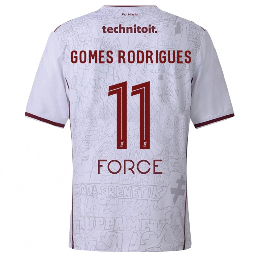Danxen Heren Jess Gomes Rodrigues #11 Wit Bordeaux Uitshirt Uittenue 2025/26 T-Shirt