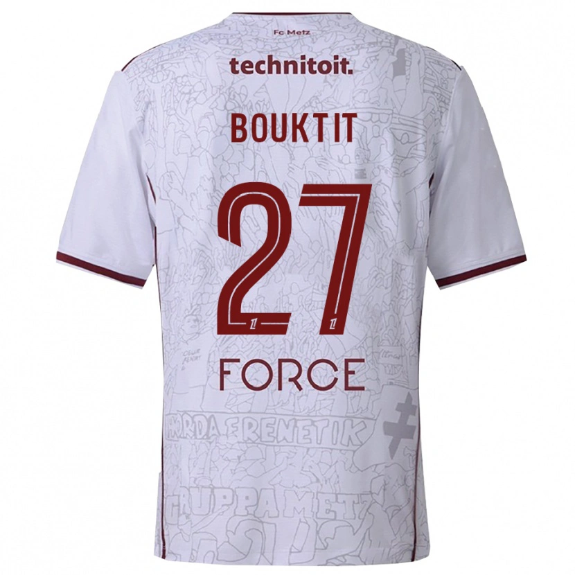 Danxen Heren Assia Bouktit #27 Wit Bordeaux Uitshirt Uittenue 2025/26 T-Shirt
