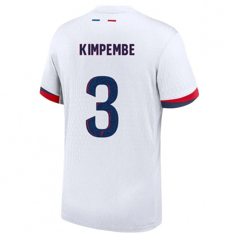 Danxen Heren Presnel Kimpembe #3 Wit Rood Uitshirt Uittenue 2025/26 T-Shirt