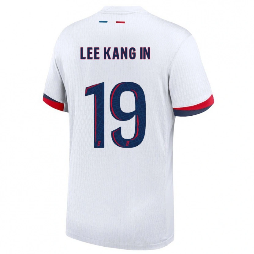 Danxen Heren Kang-In Lee #19 Wit Rood Uitshirt Uittenue 2025/26 T-Shirt