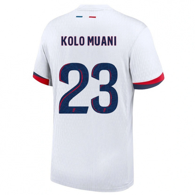 Danxen Heren Randal Kolo Muani #23 Wit Rood Uitshirt Uittenue 2025/26 T-Shirt